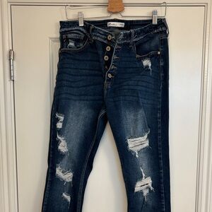 KanCan Dark Blue Distressed Skinny Jeans